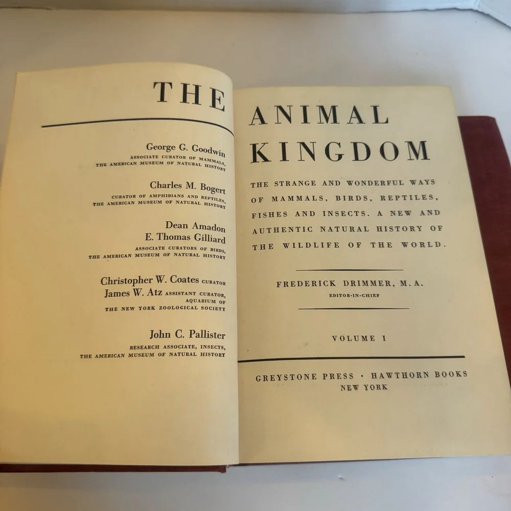Vtg 1954 The Animal Kingdom 3 Vol Set Natural History Mid Century RedCloth Books